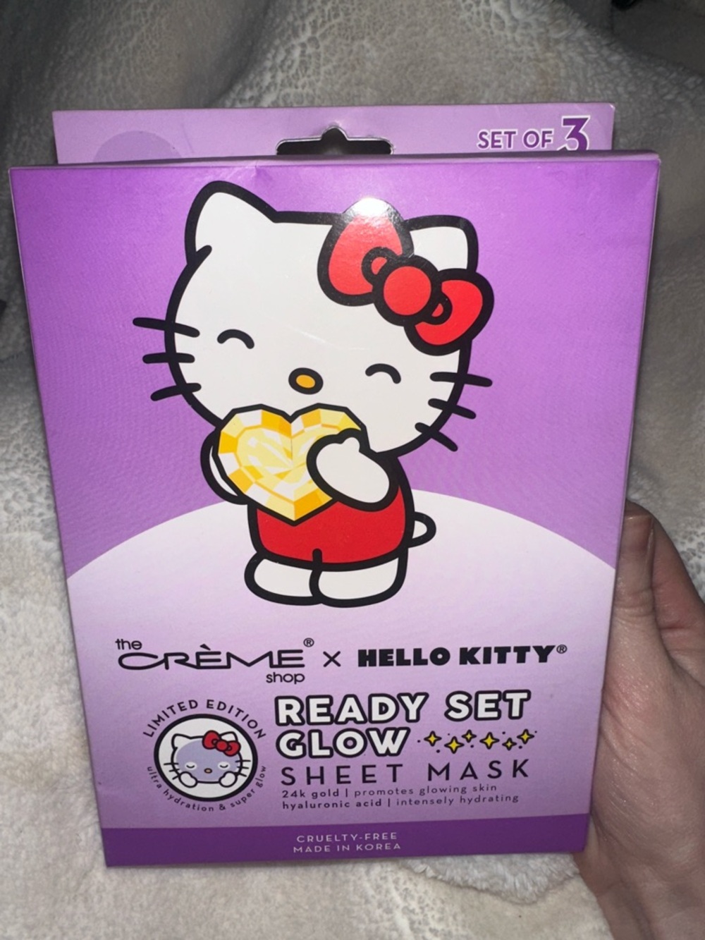 The Crème Shop x Hello Kitty Ready Set Glow Sheet Mask set of 3 (Purple)